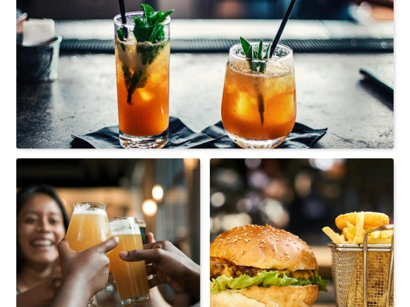 Burgers and fruitjuice