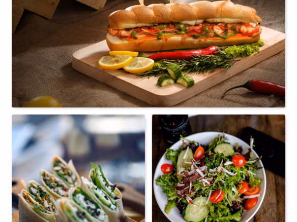 Sandwish on the board with sallad