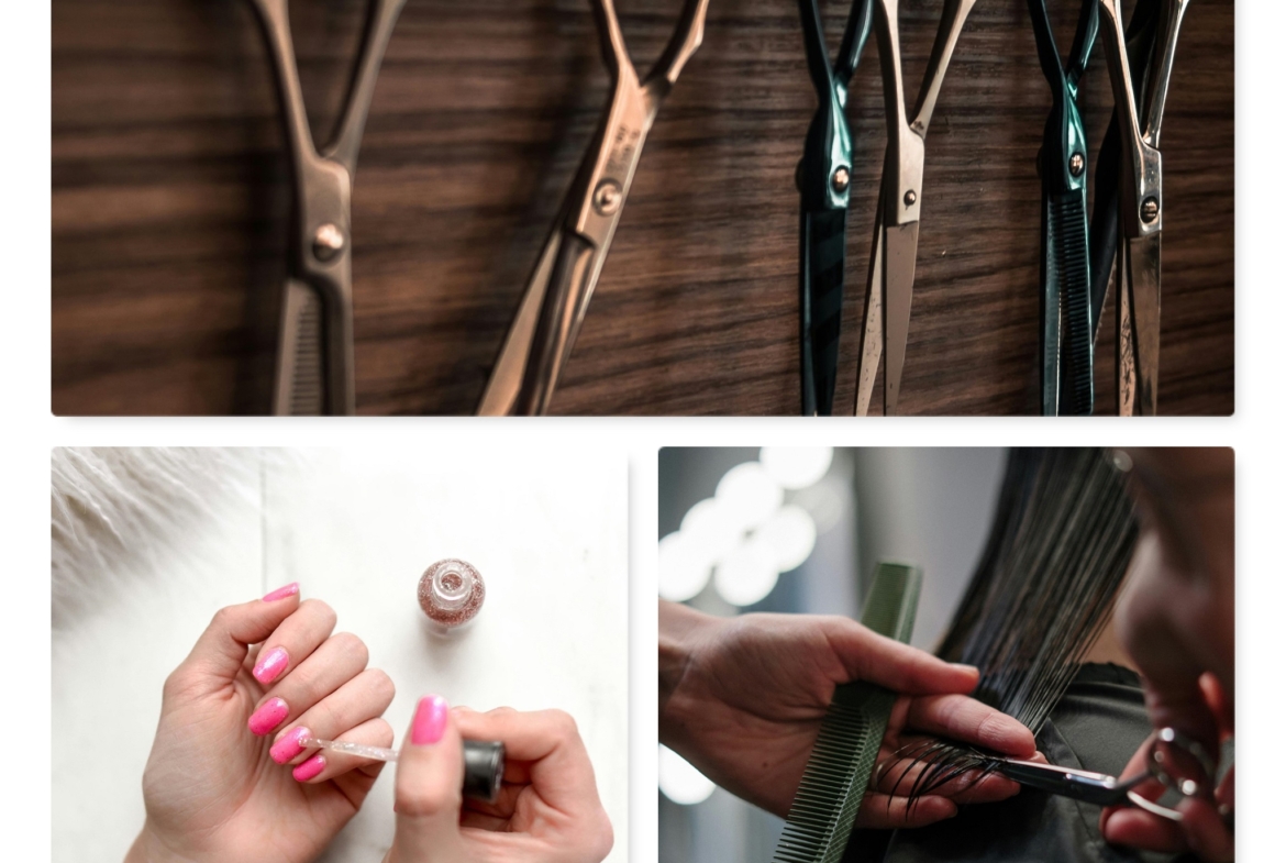 Seasor collage images, beauty salon