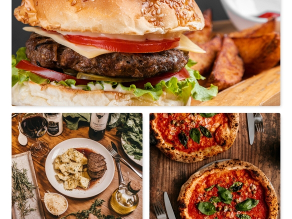 Collage image of Hammburger, Pizza