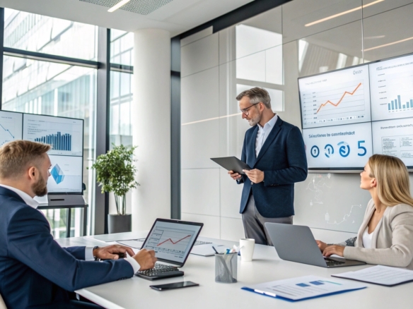 Professionellt affärsmöte om e-handelsföretag värdering med analytics och marknadsdata - E-handelsföretag värdering 2025 från Mäklarjouren