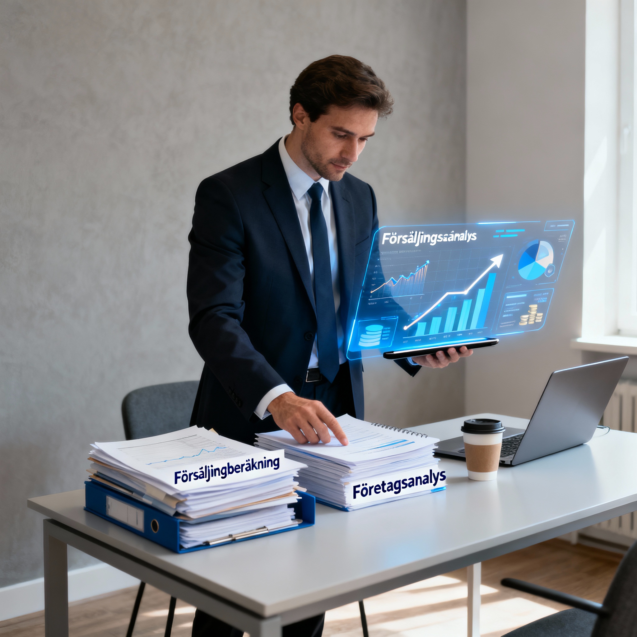 Mäklare förbereder företag inför försäljning med proffsiga dokument och digital grafik