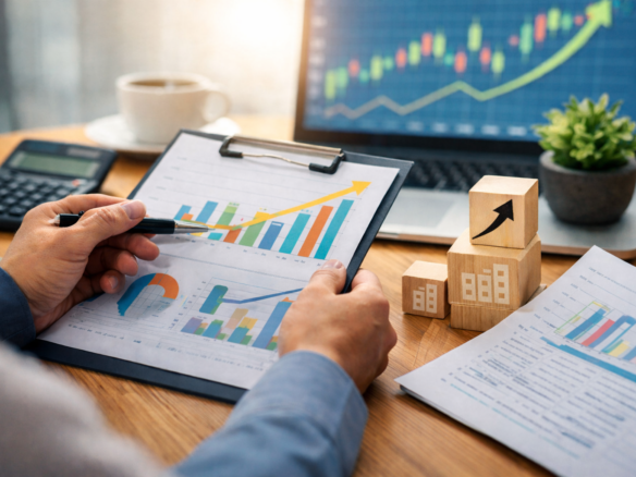 Analys av företags tillväxtpotential med diagram, ekonomiska nyckeltal och affärsutveckling inför företagsköp