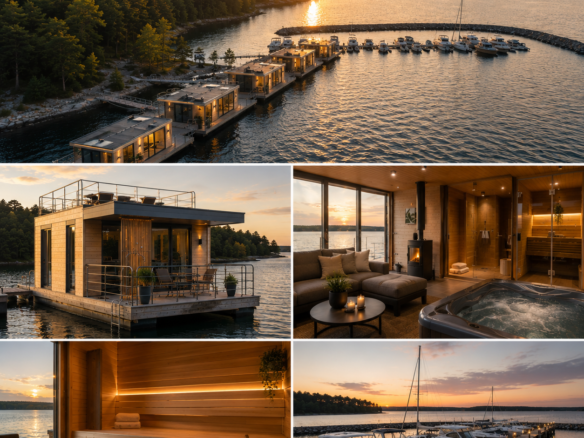 Marina till salu i Göteborg med houseboats och gästhamn vid vattnet