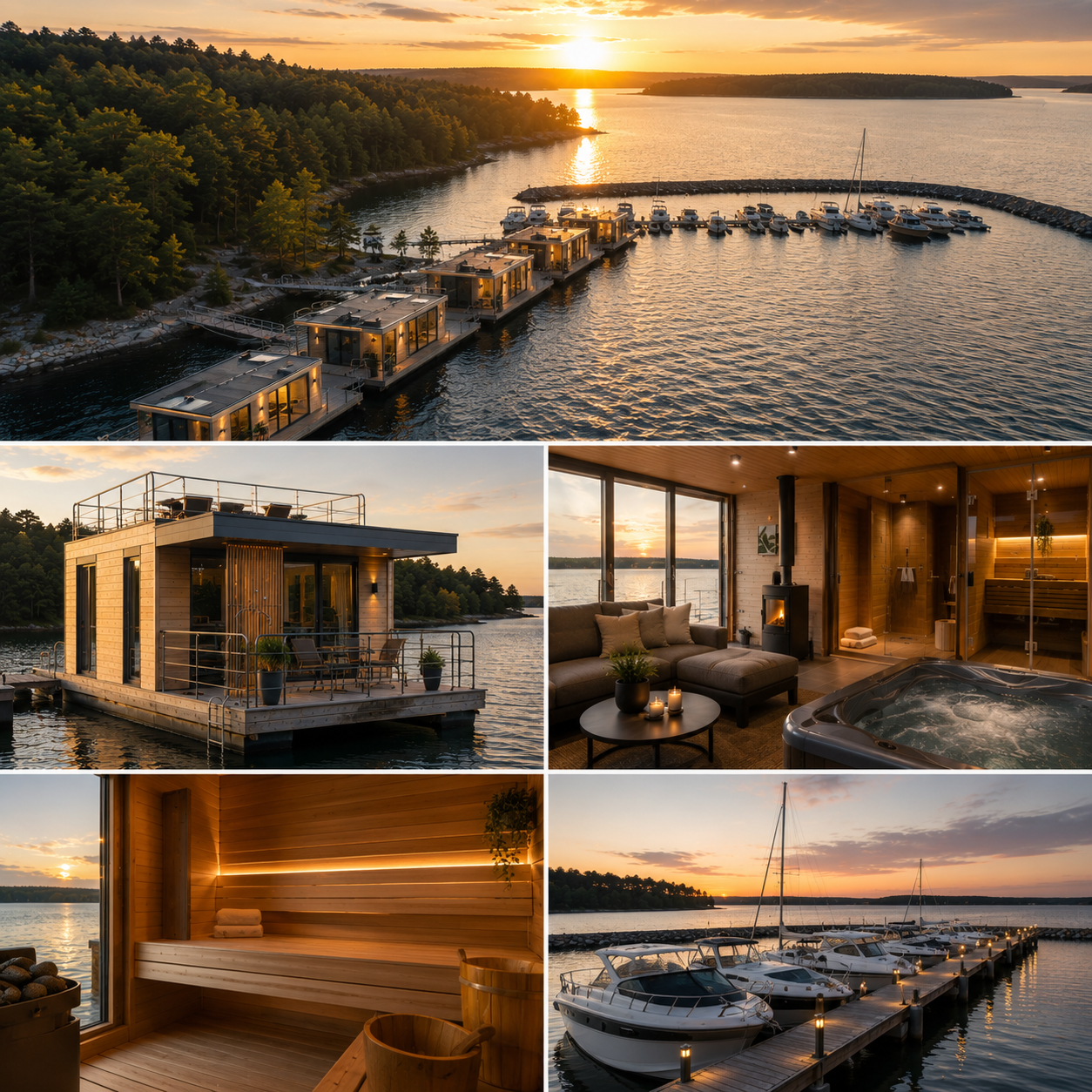 Marina till salu i Göteborg med houseboats och gästhamn vid vattnet